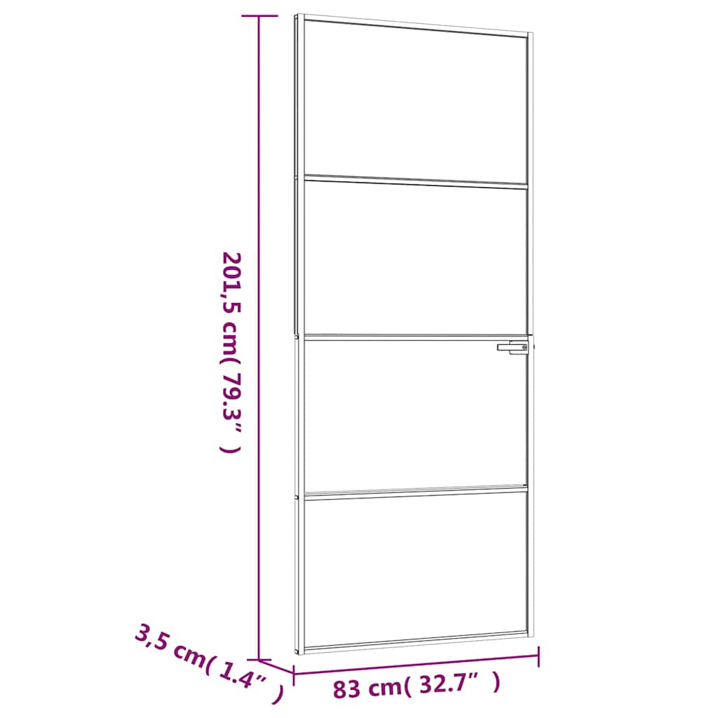 Sobna vrata bijela 83x201,5 cm kaljeno staklo i aluminij tanka