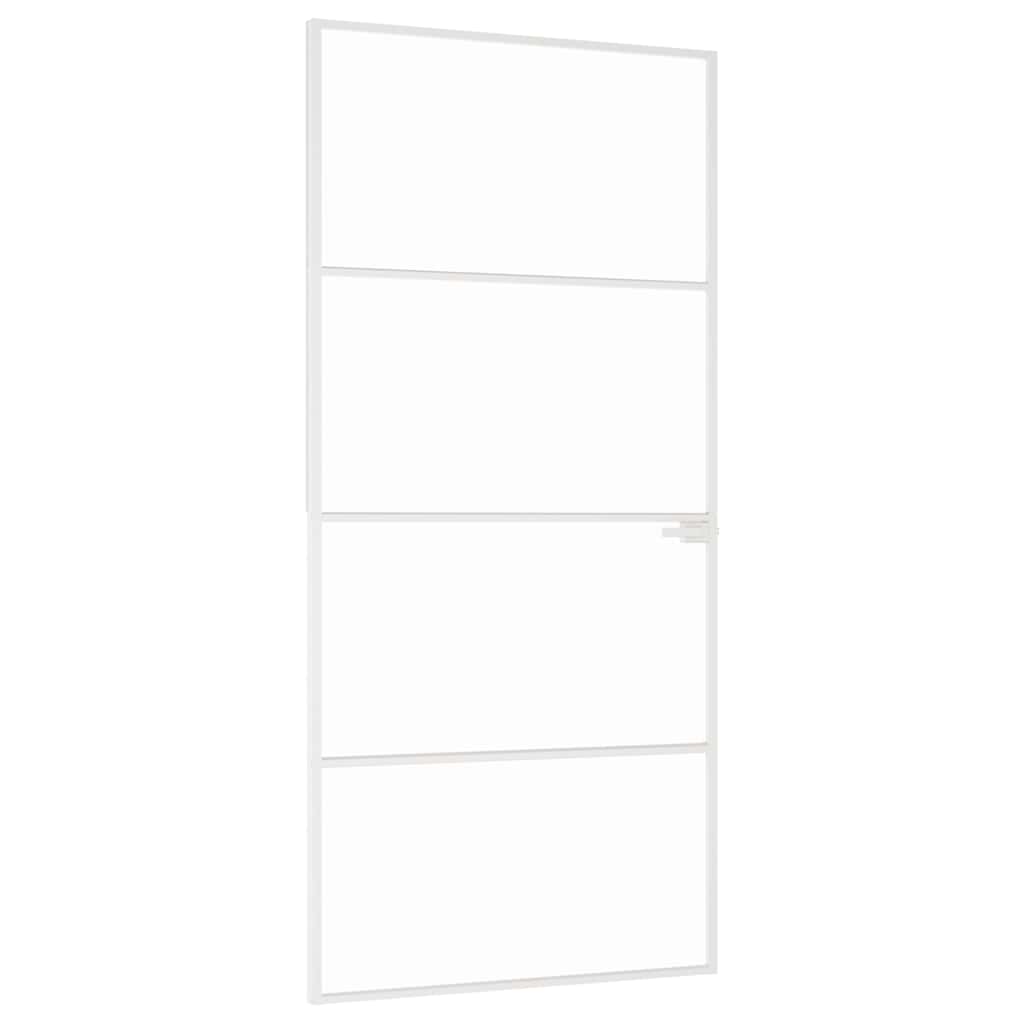 Sobna vrata bijela 93x201,5 cm kaljeno staklo i aluminij tanka