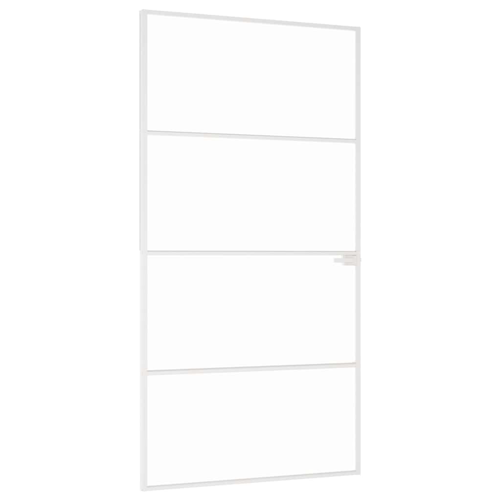 Sobna vrata bijela 102x201,5 cm kaljeno staklo i aluminij tanka
