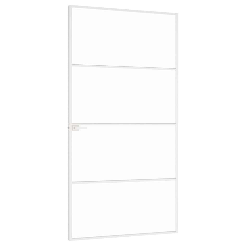 Sobna vrata bijela 102x201,5 cm kaljeno staklo i aluminij tanka