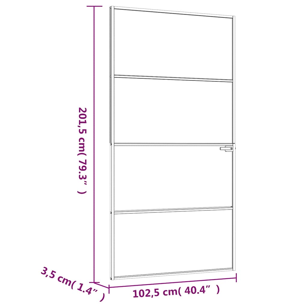 Sobna vrata bijela 102x201,5 cm kaljeno staklo i aluminij tanka