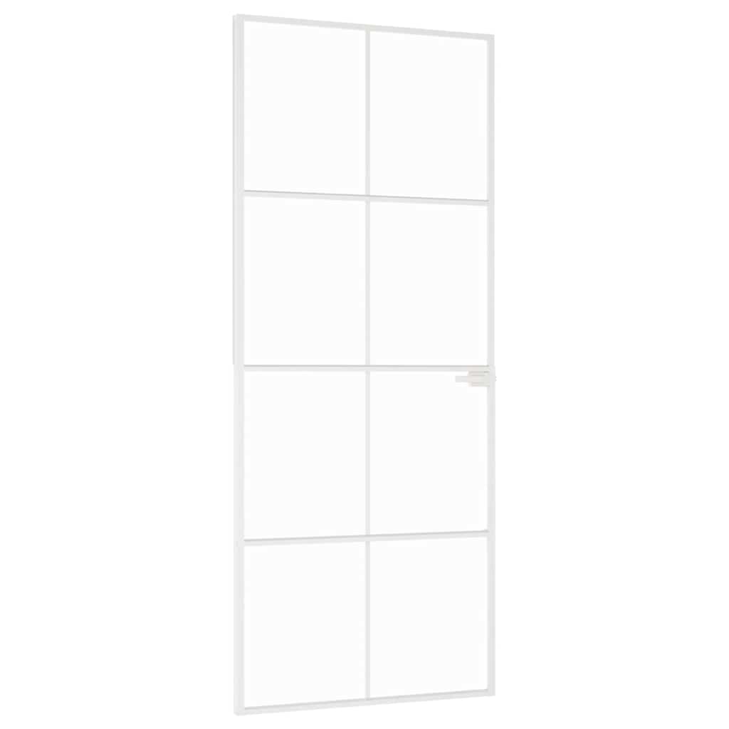 Sobna vrata bijela 83x201,5 cm kaljeno staklo i aluminij tanka
