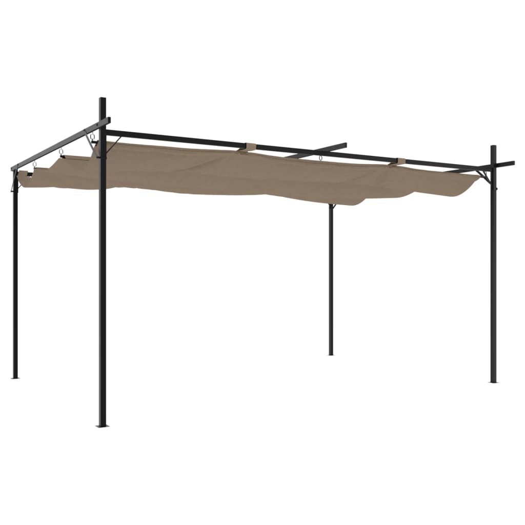 Pergola s pomičnim krovom smeđesiva 395x292x230 cm
