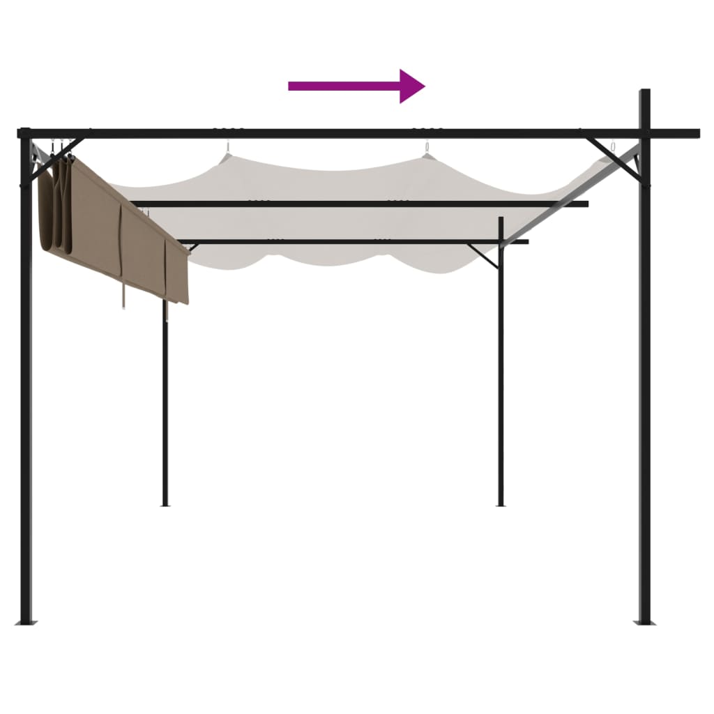 Pergola s pomičnim krovom smeđesiva 395x292x230 cm