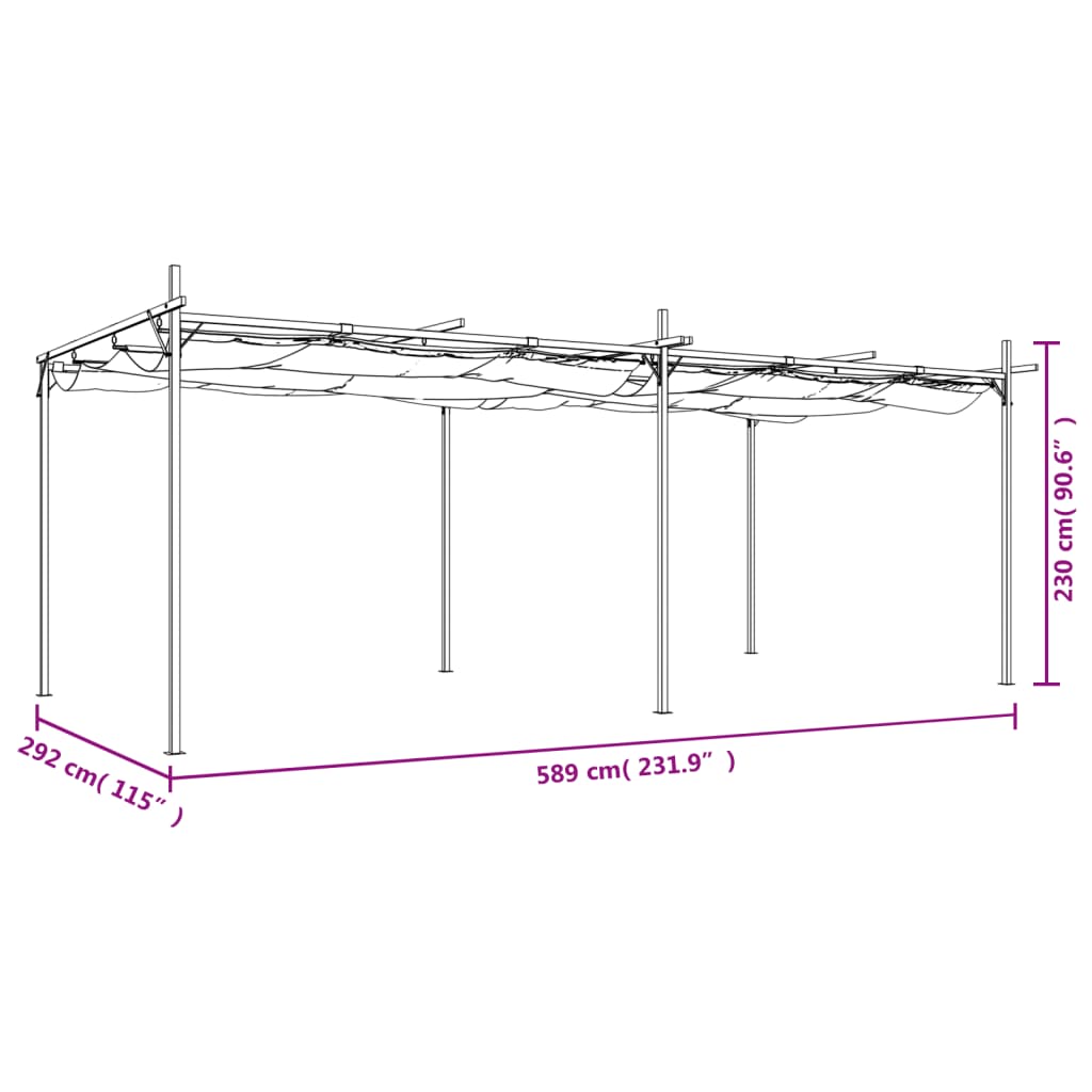 Pergola s pomičnim krovom krem 589x292x230 cm
