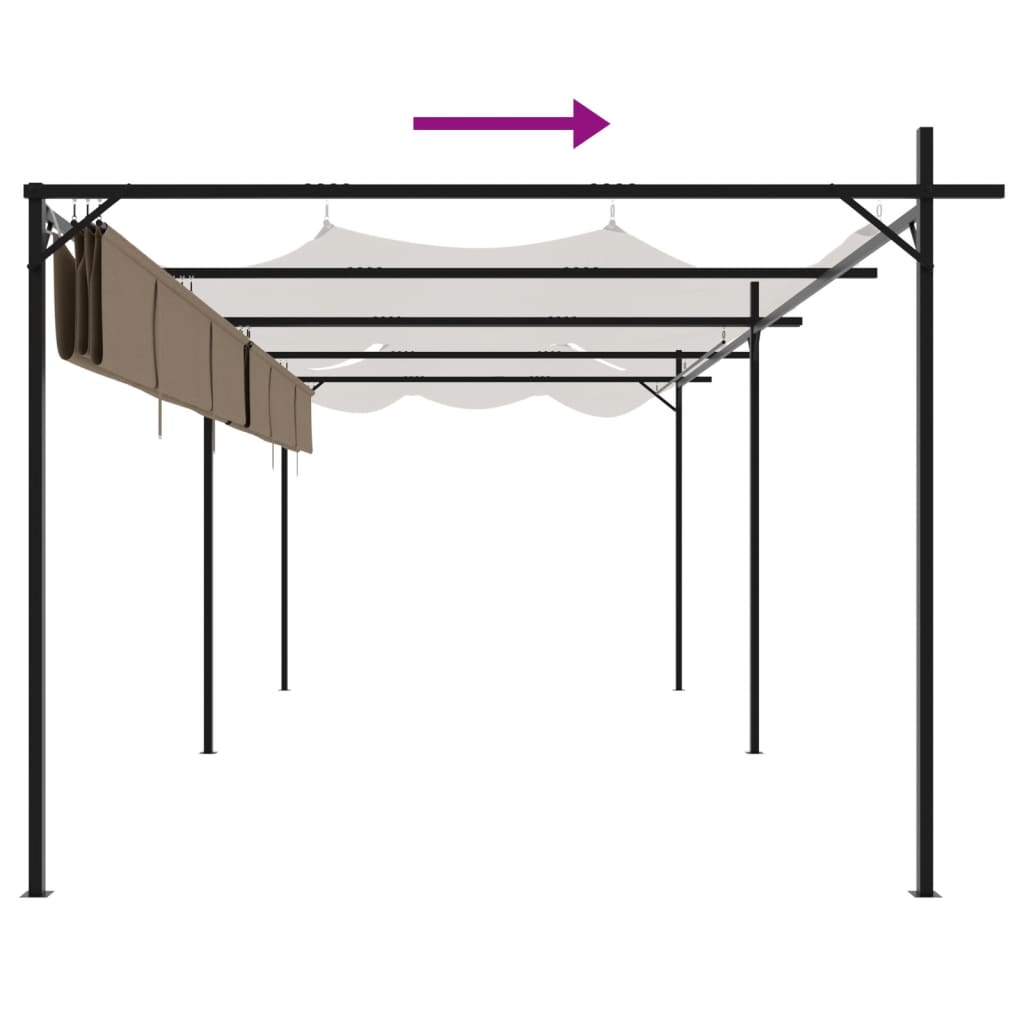 Pergola s pomičnim krovom smeđesiva 589x292x230 cm