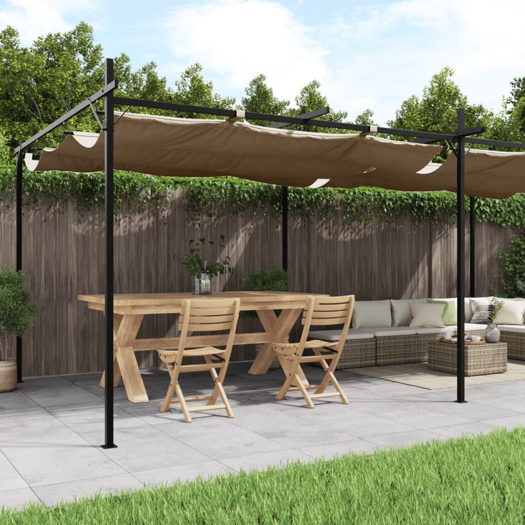 Pergola s pomičnim krovom smeđesiva 589x292x230 cm