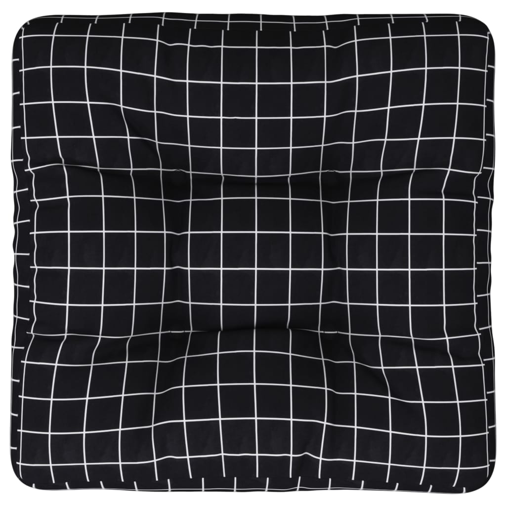 Jastuk za palete crni karirani 60 x 60 x 12 cm od tkanine