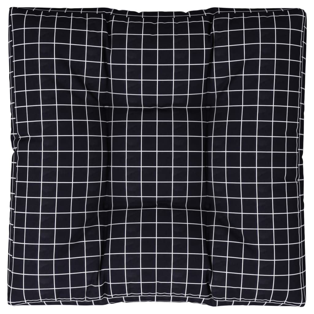 Jastuk za palete crni karirani 80 x 80 x 12 cm od tkanine