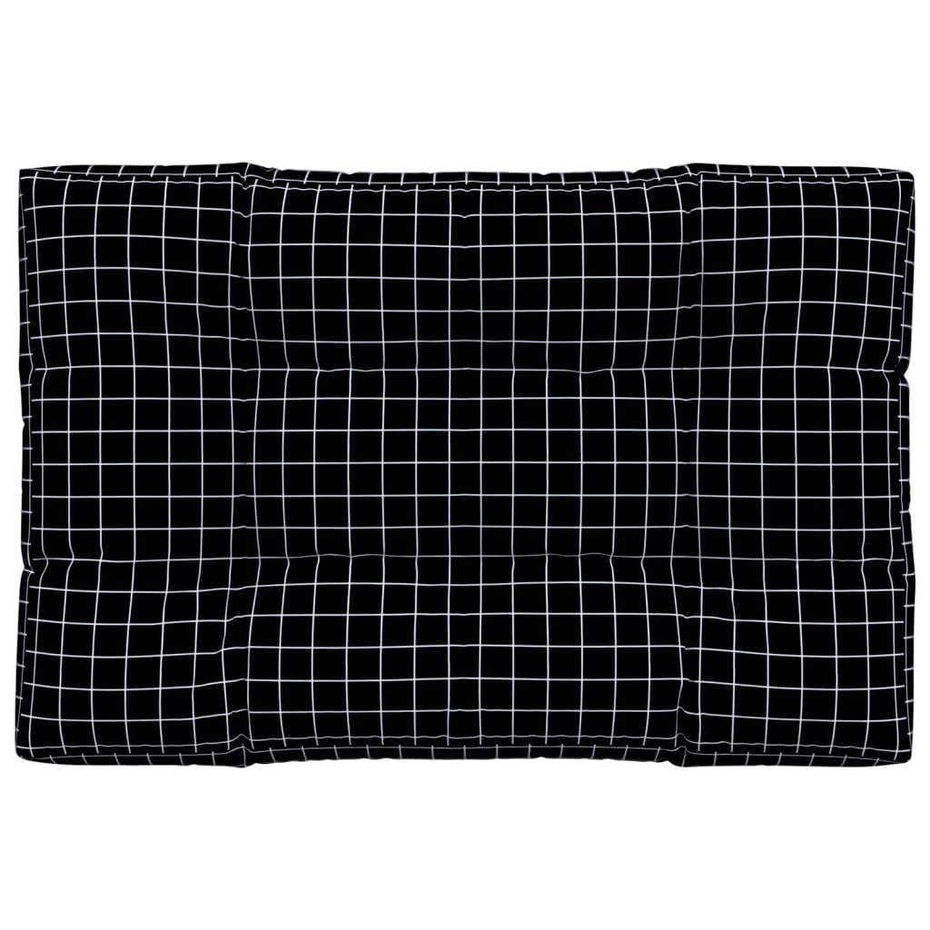 Jastuk za palete crni karirani 120 x 80 x 12 cm od tkanine