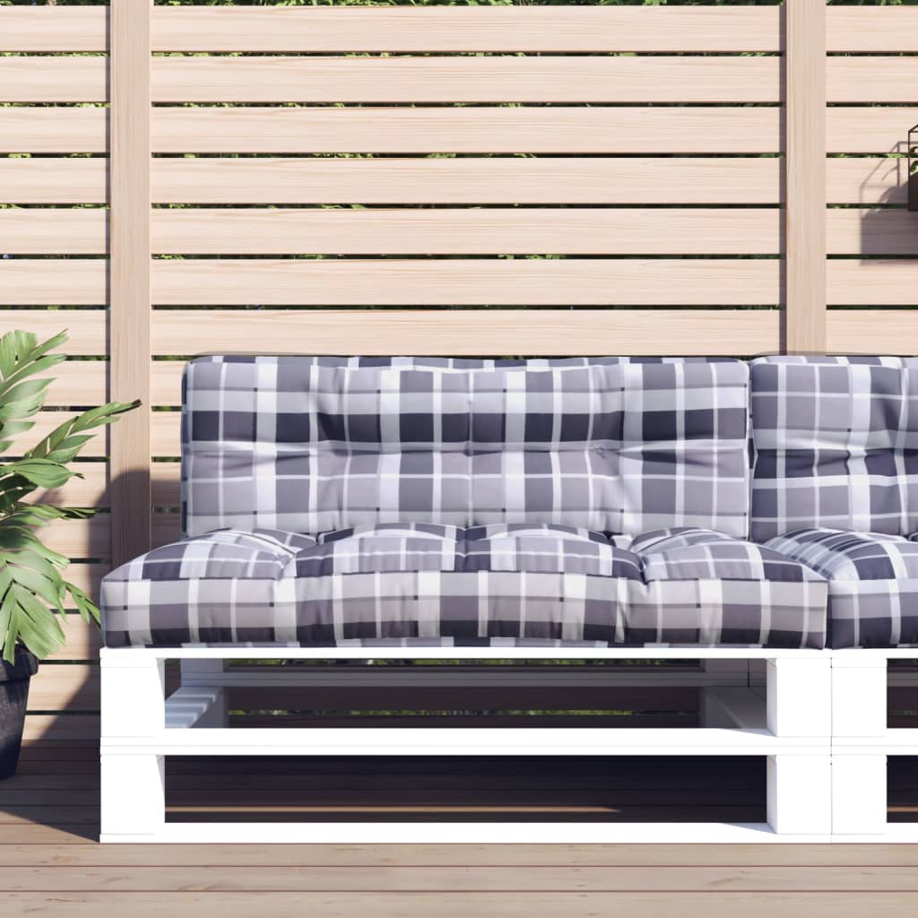 Jastuk za palete sivi karirani 120 x 40 x 12 cm od tkanine
