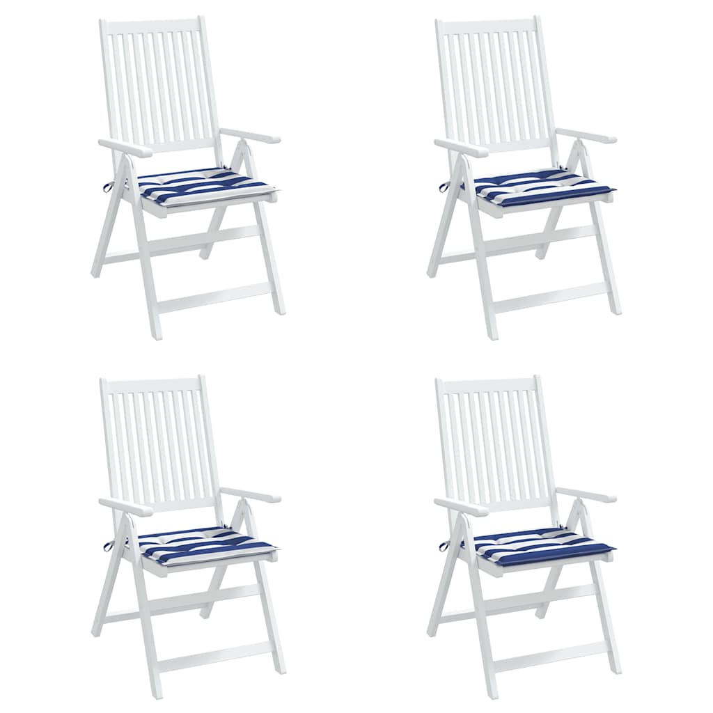 Jastuci za vrtne stolice 4 kom plavo-bijeli 40x40x4 cm tkanina