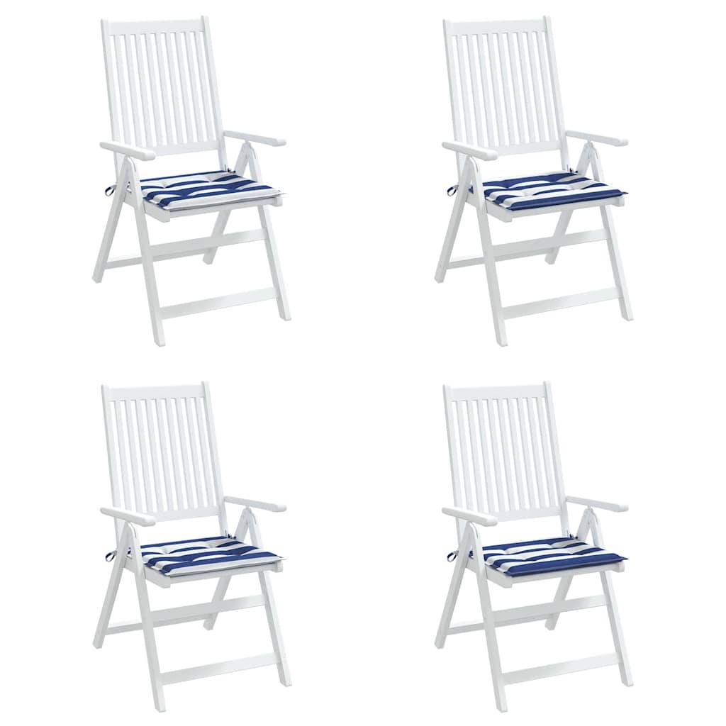 Jastuci za vrtne stolice 4 kom plavo-bijeli 50x50x4 cm tkanina