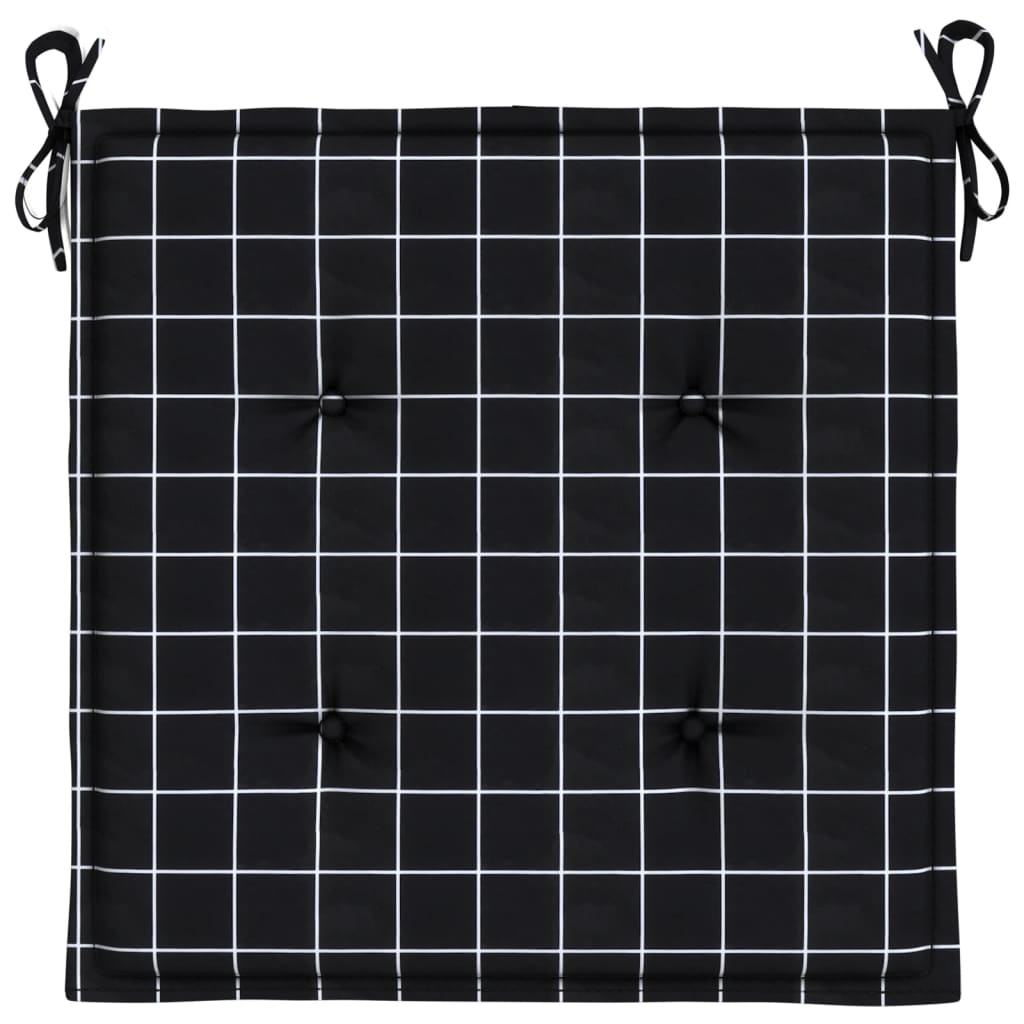 Jastuci za vrtne stolice 4 kom crni karirani 50x50x4 cm tkanina