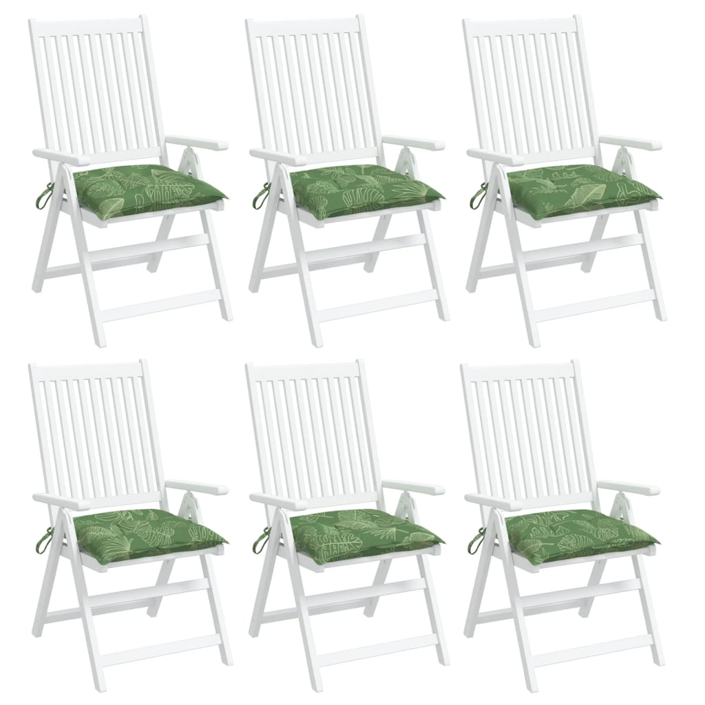 Jastuci za stolice 6 kom s uzorkom lišća 50x50x7 cm od tkanine