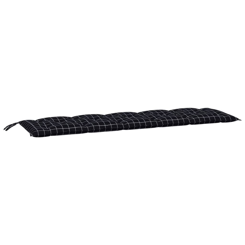 Jastuk za vrtnu klupu crni karirani 180x50x7 cm tkanina Oxford