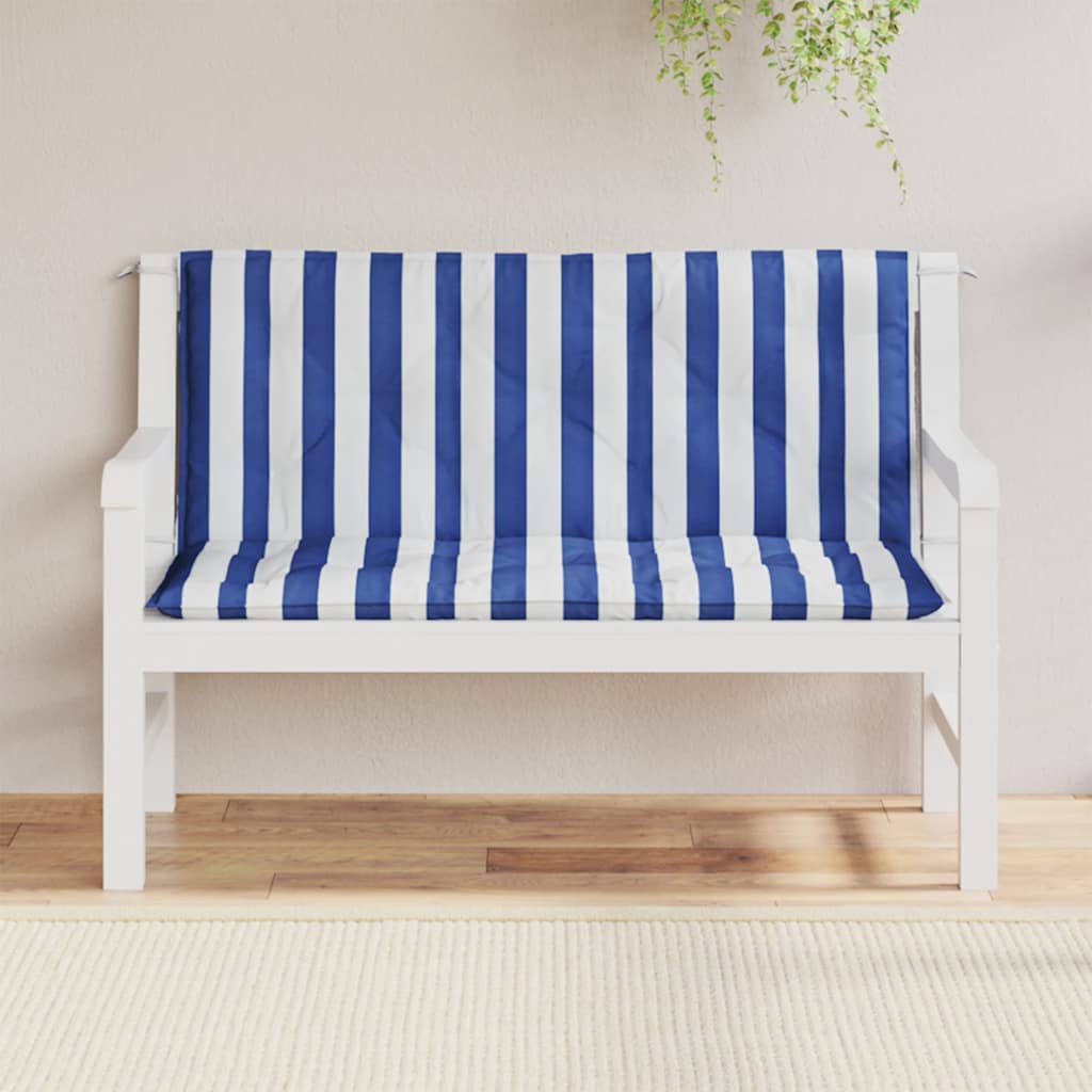 Jastuci za vrtnu klupu 2 kom plavo-bijeli prugasti 120x50x7 cm