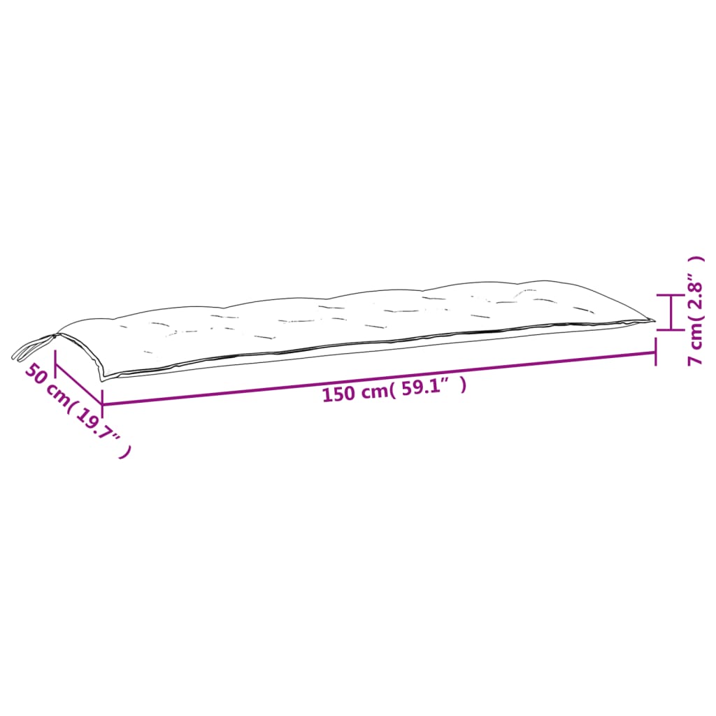 Jastuci za vrtnu klupu 2 kom crno 150x50x7 cm tkanine Oxford