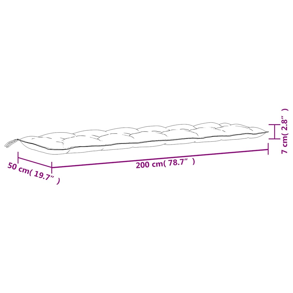 Jastuci za vrtnu klupu 2 kom višebojni 200x50x7 cm od tkanine