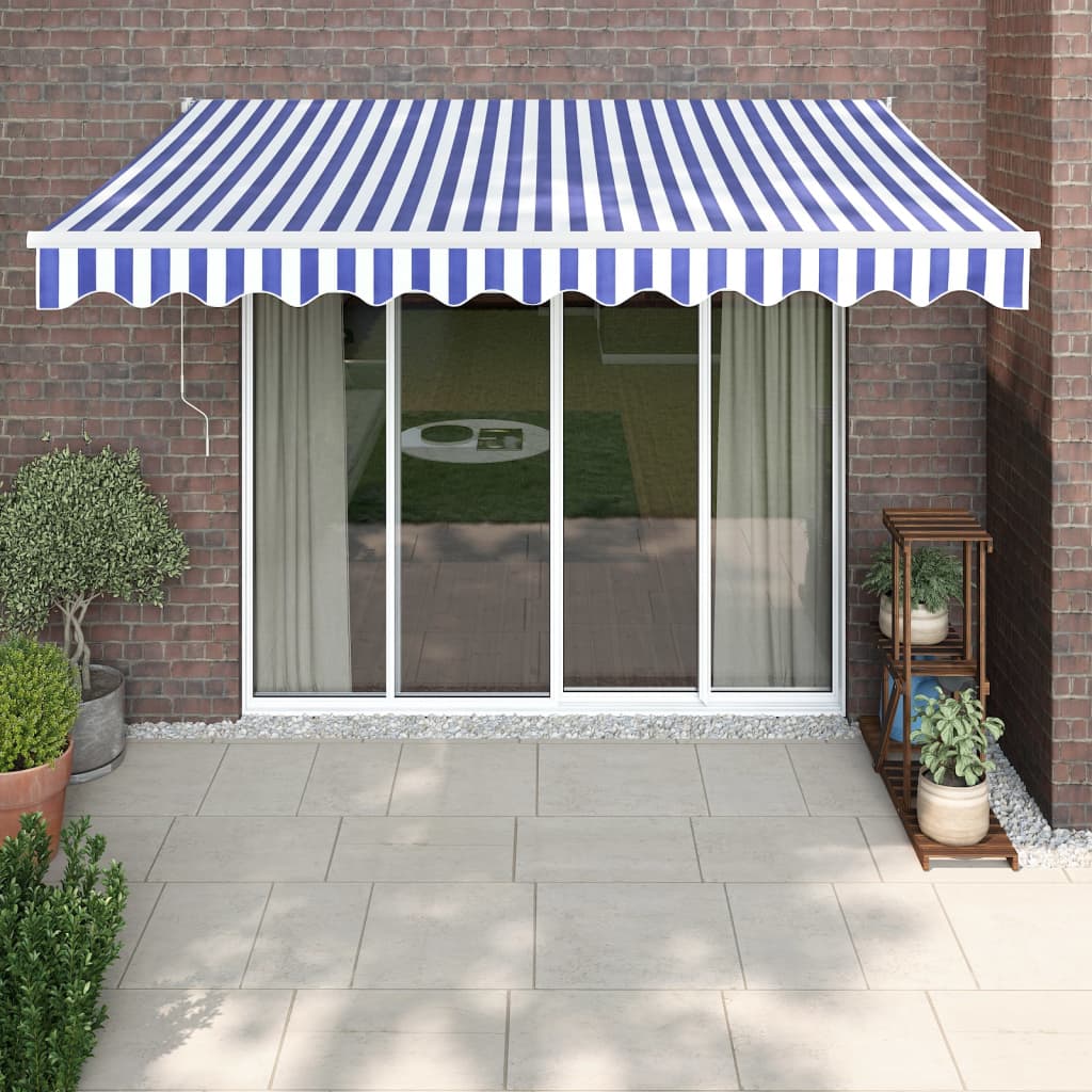 Tenda na uvlačenje plavo-bijela 3 x 2,5 m tkanina i aluminij