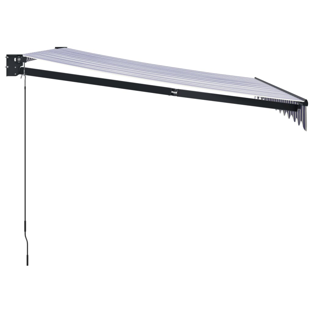 Tenda na uvlačenje plavo-bijela 3,5 x 2,5 m tkanina i aluminij