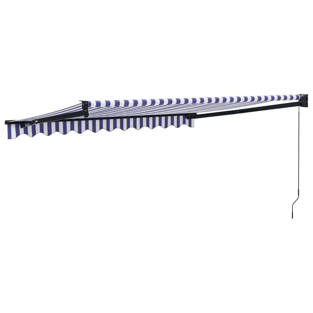Tenda na uvlačenje plavo-bijela 3,5 x 2,5 m tkanina i aluminij