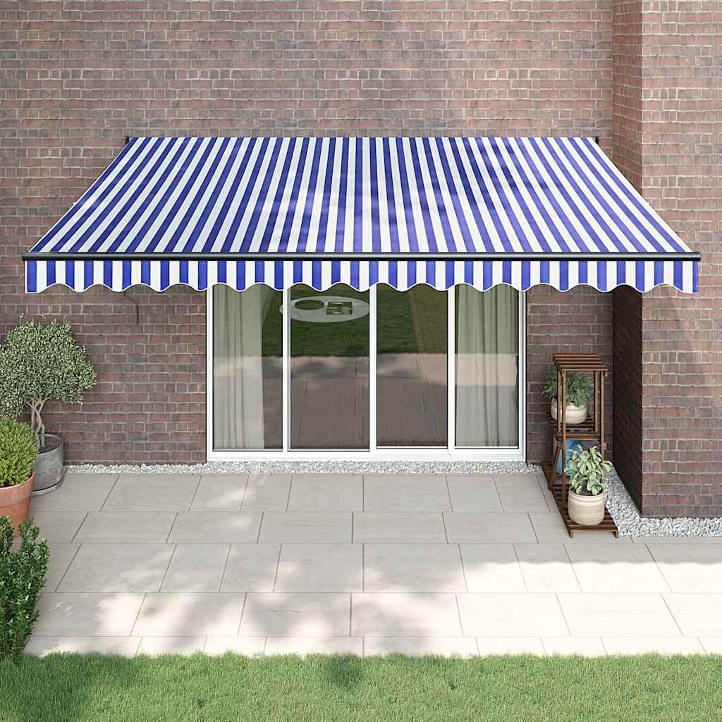 Tenda na uvlačenje plavo-bijela 4,5x3 m od tkanine i aluminija