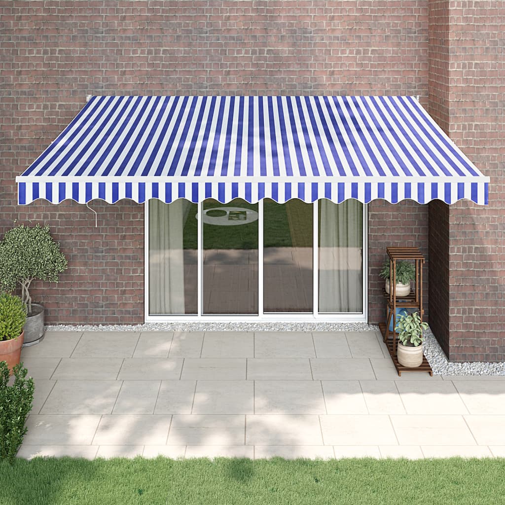 Automatska tenda na uvlačenje plavo-bijela 4 x 3 m