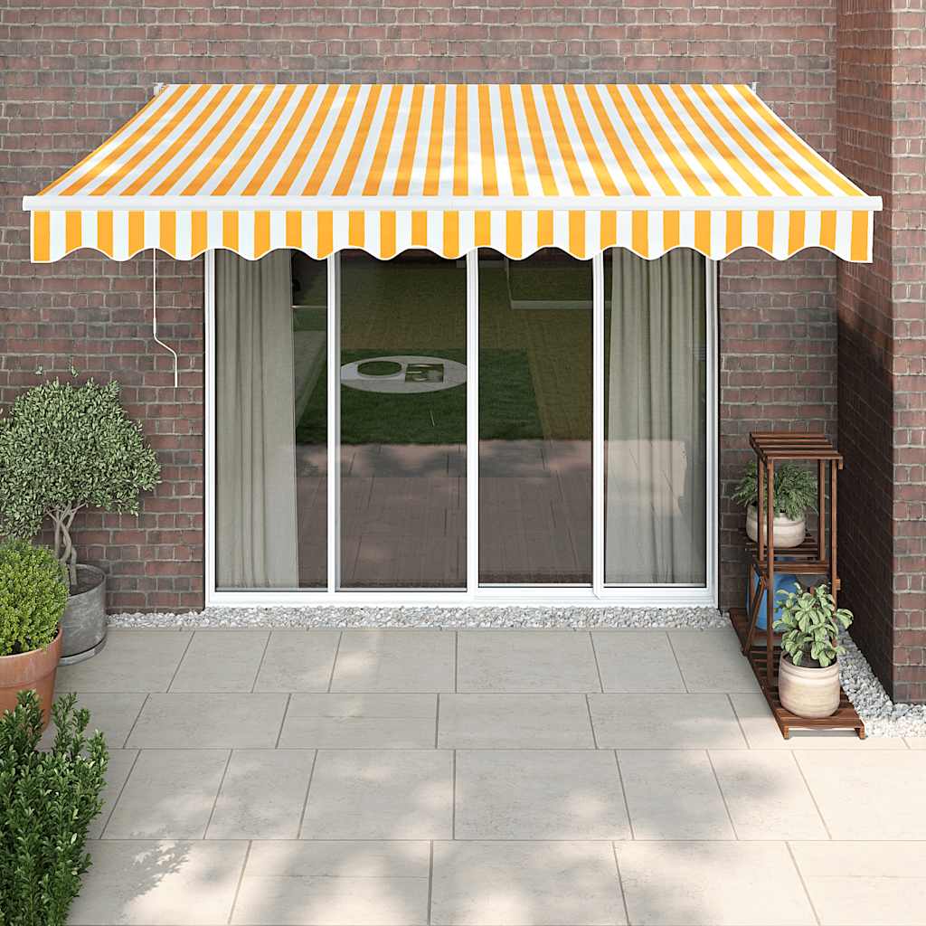 Automatska tenda na uvlačenje žuto-bijela 3 x 2,5 m