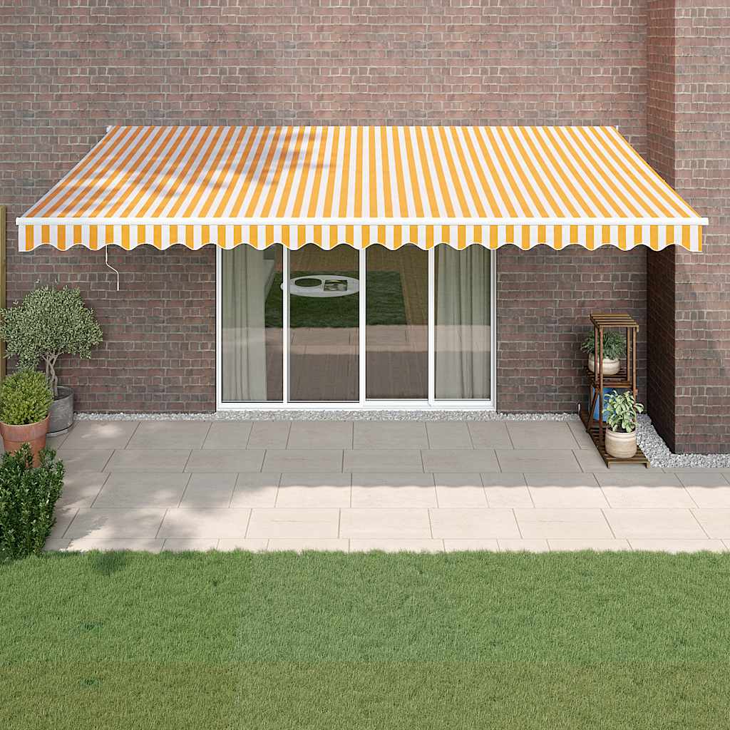 Automatska tenda na uvlačenje žuto-bijela 5 x 3 m