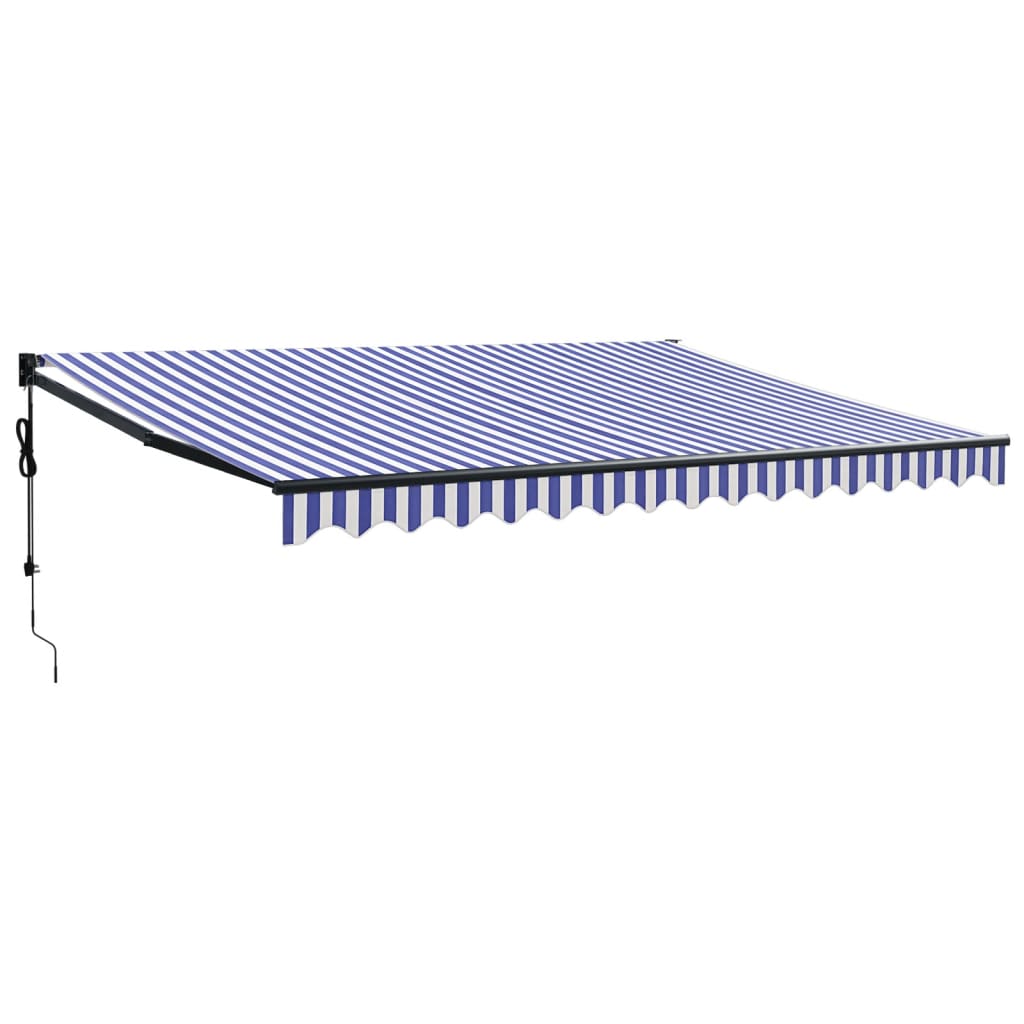 Automatska tenda na uvlačenje plavo-bijela 4,5 x 3 m