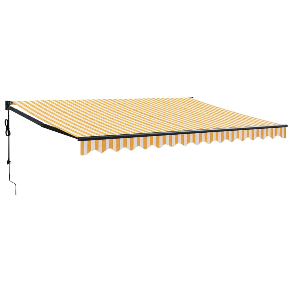 Automatska tenda na uvlačenje žuto-bijela 4,5 x 3 m