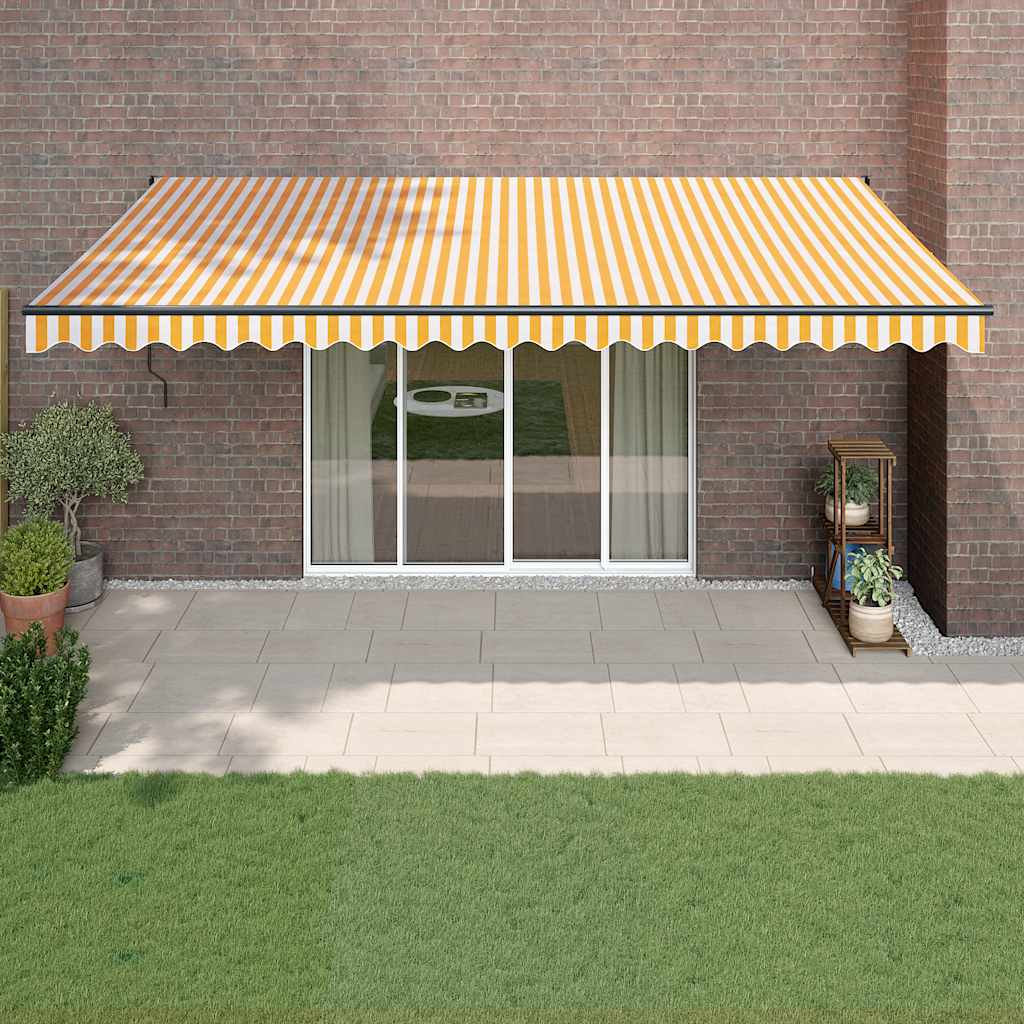 Automatska tenda na uvlačenje žuto-bijela 5 x 3 m