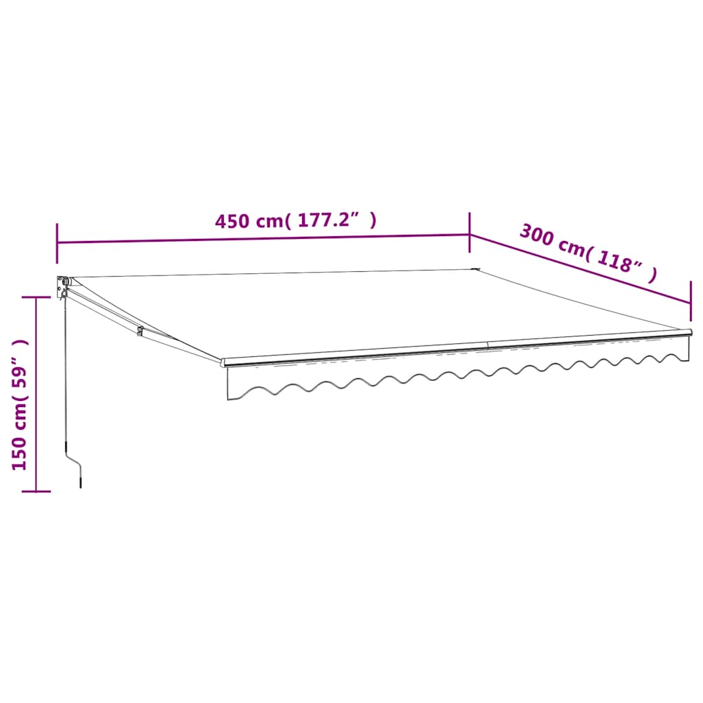 Automatska tenda na uvlačenje antracit 4,5 x 3 m