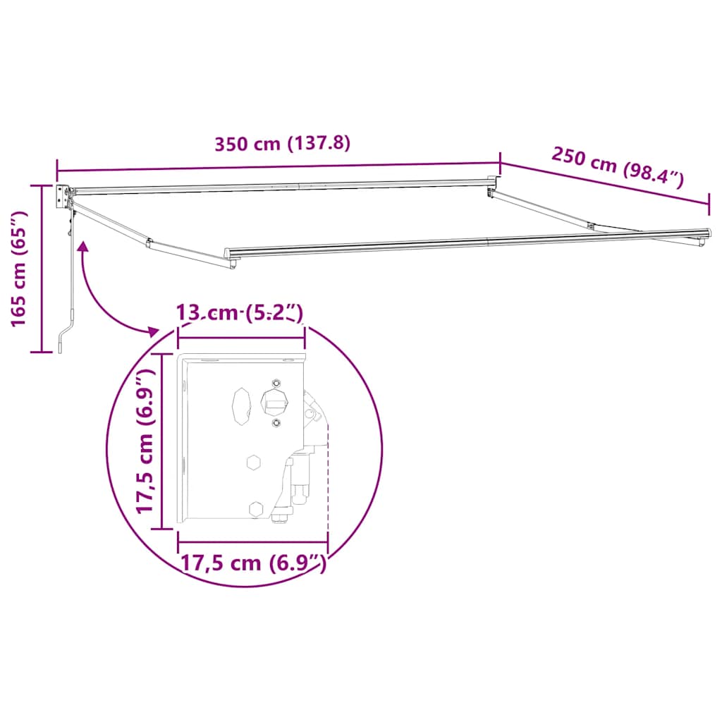 Automatska tenda na uvlačenje narančasto-smeđa 3,5 x 2,5 m