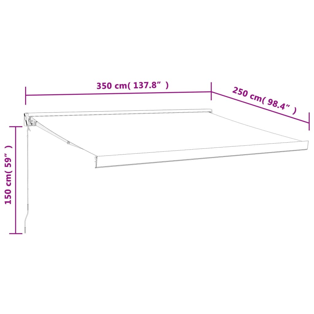 Tenda na uvlačenje krem 3,5 x 2,5 m od tkanine i aluminija