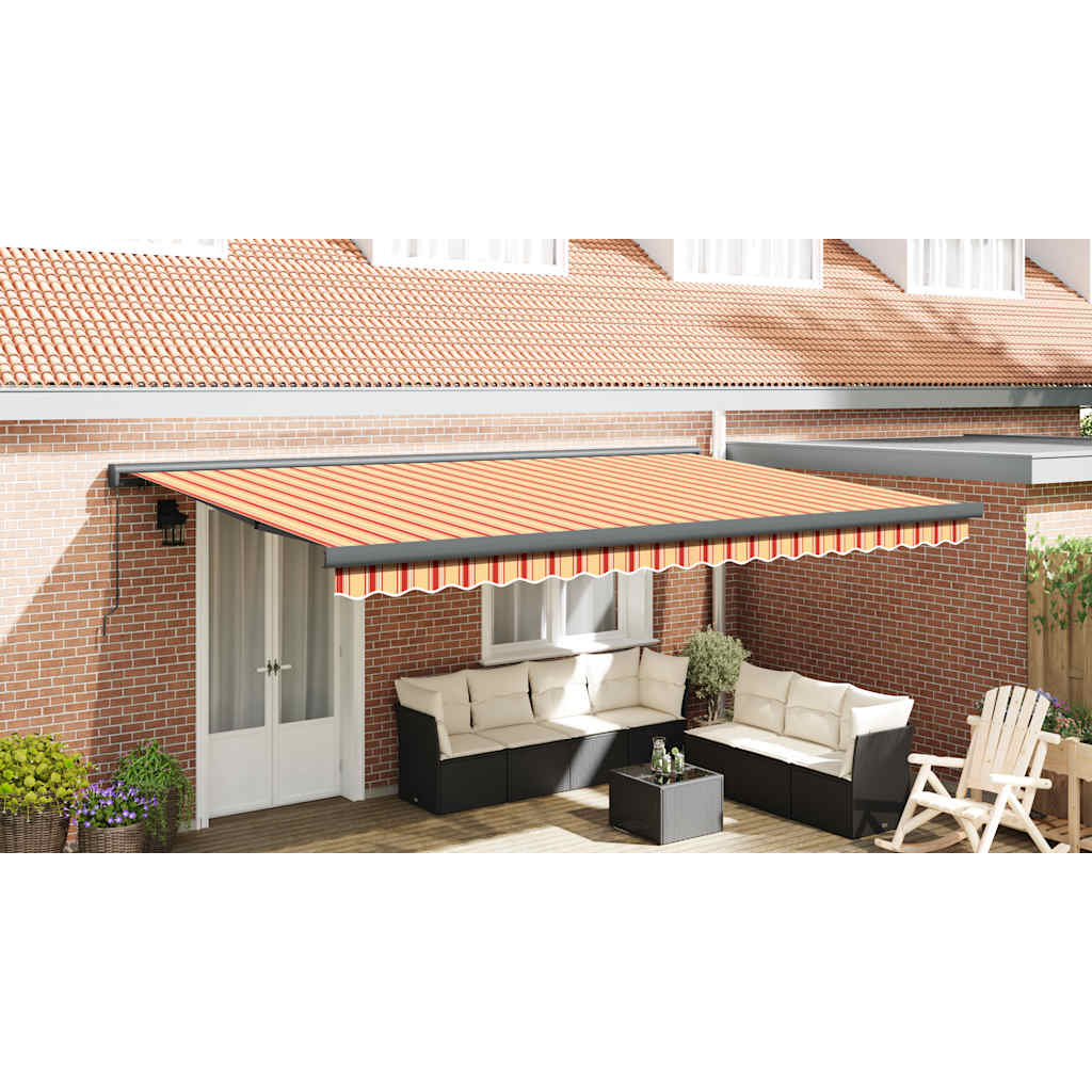 Tenda na uvlačenje žuto-bijela 5 x 3 m od tkanine i aluminija