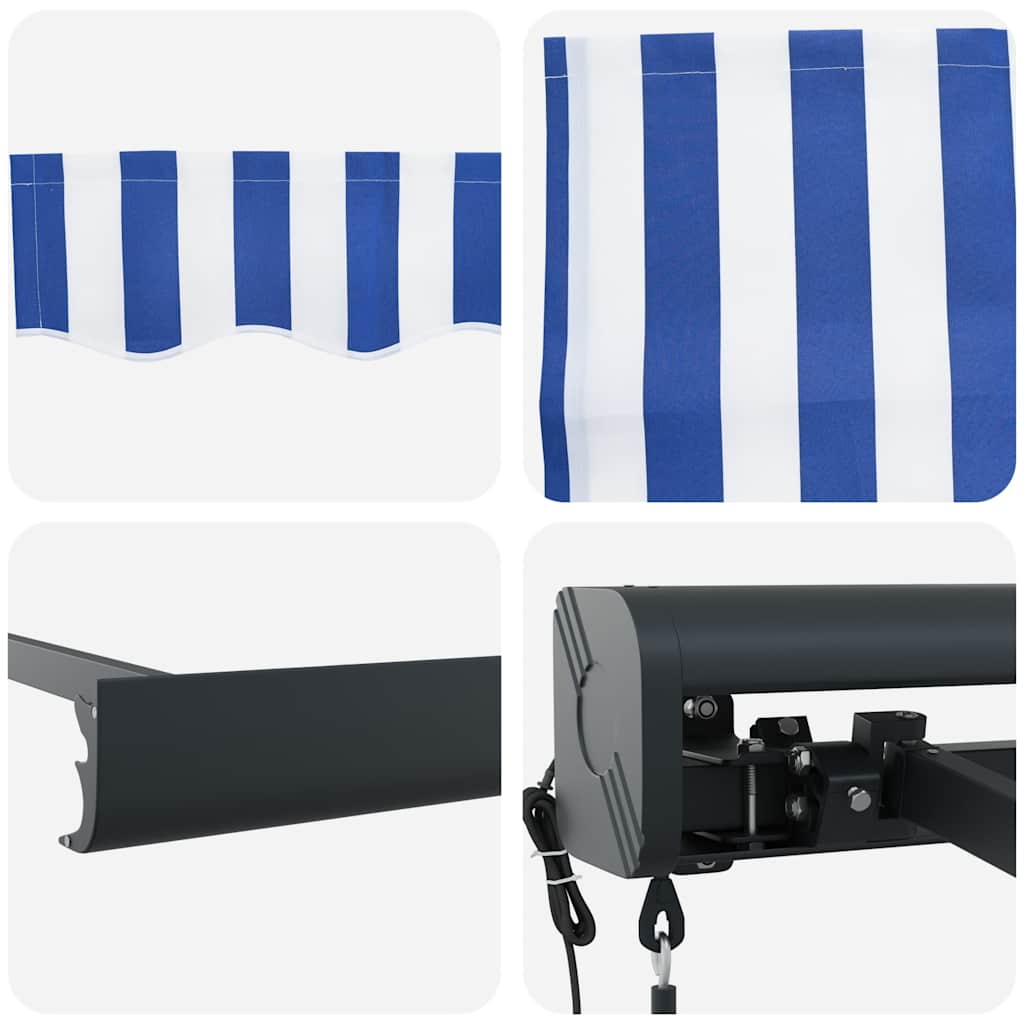 Tenda na uvlačenje plavo-bijela 3,5 x 2,5 m tkanina i aluminij
