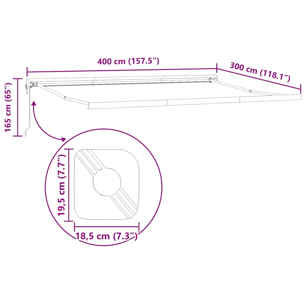 Tenda na uvlačenje plavo-bijela 3,5 x 2,5 m tkanina i aluminij