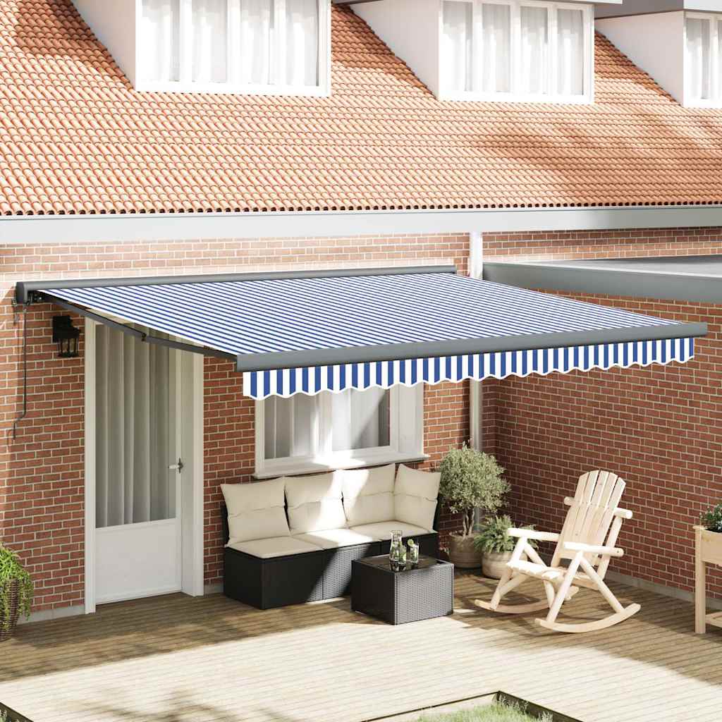Tenda na uvlačenje plavo-bijela 3,5 x 2,5 m tkanina i aluminij