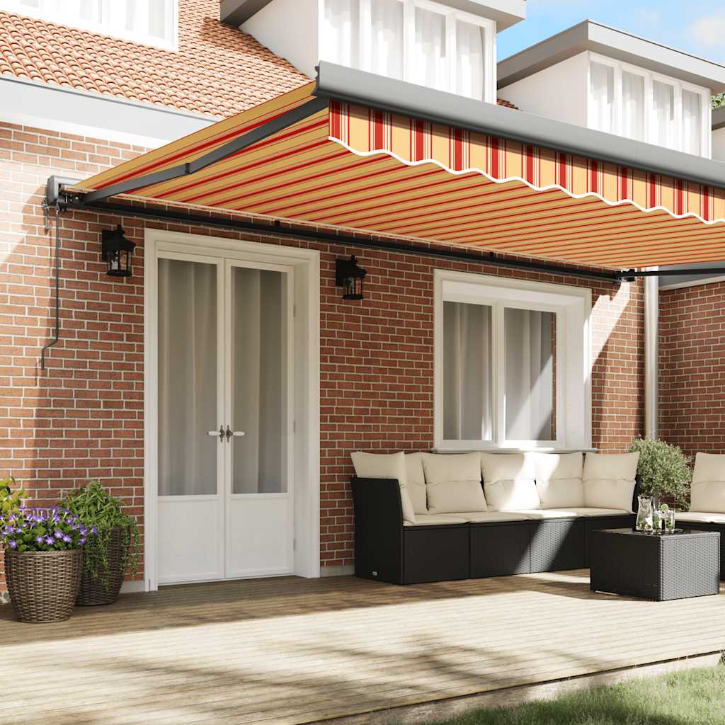 Tenda na uvlačenje žuto-bijela 5 x 3 m od tkanine i aluminija