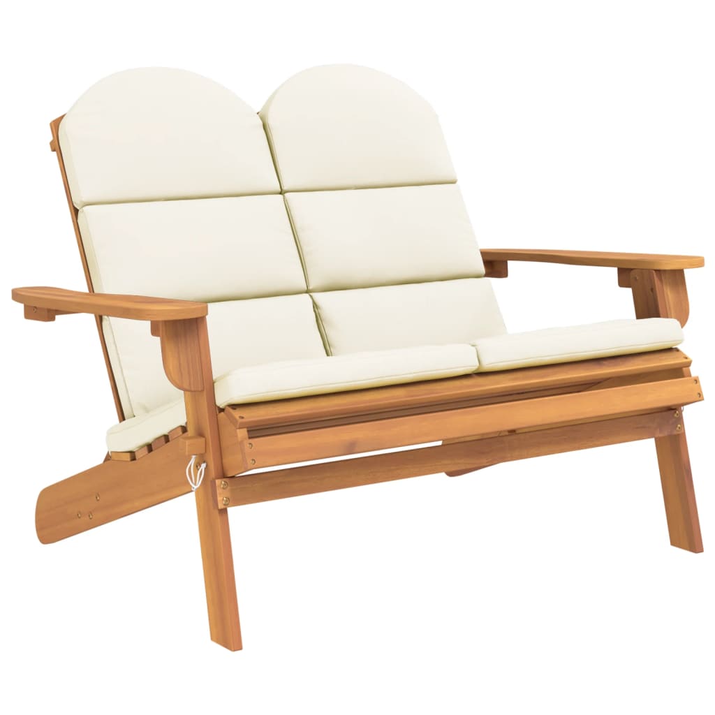 Vrtna klupa Adirondack s jastucima 126 cm masivno drvo bagrema