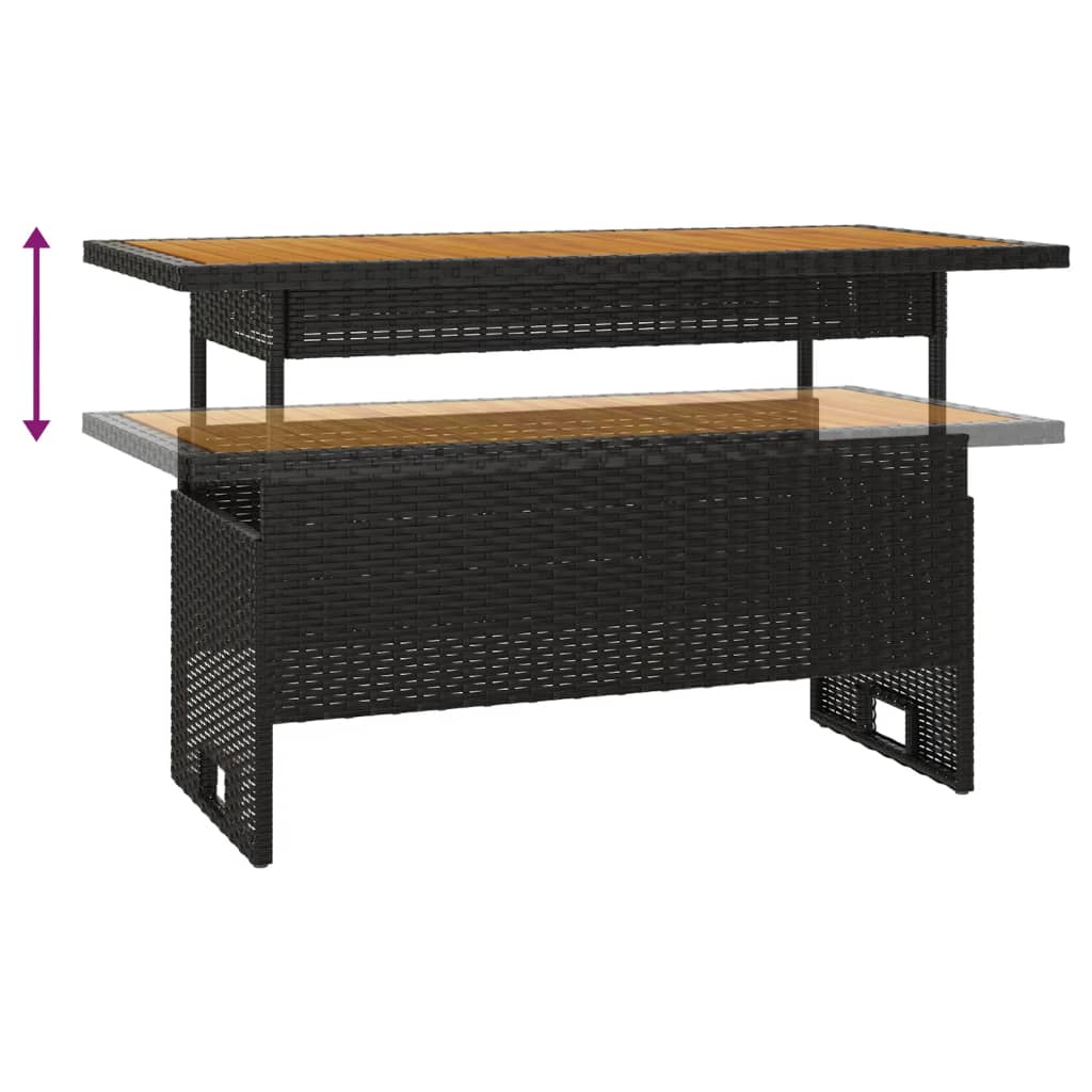 Vrtni stol crni 100x50x43/63 cm od drva bagrema i poliratana