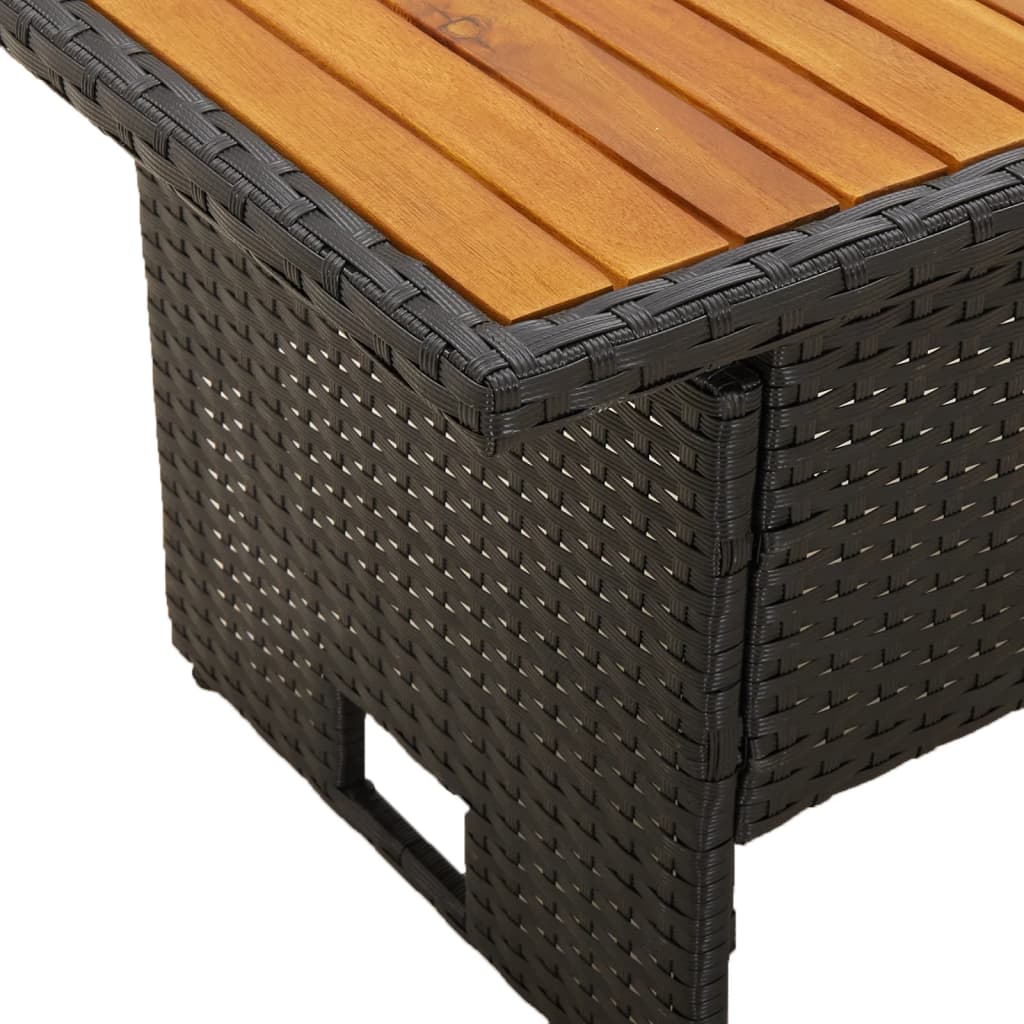 Vrtni stol crni 100x50x43/63 cm od drva bagrema i poliratana