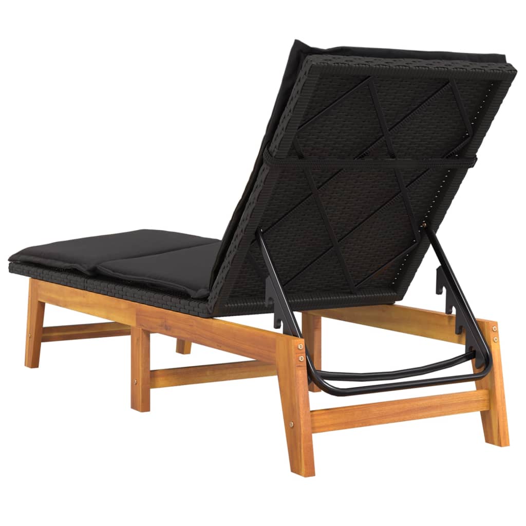 Ležaljka za sunčanje s jastukom od poliratana i drva bagrema