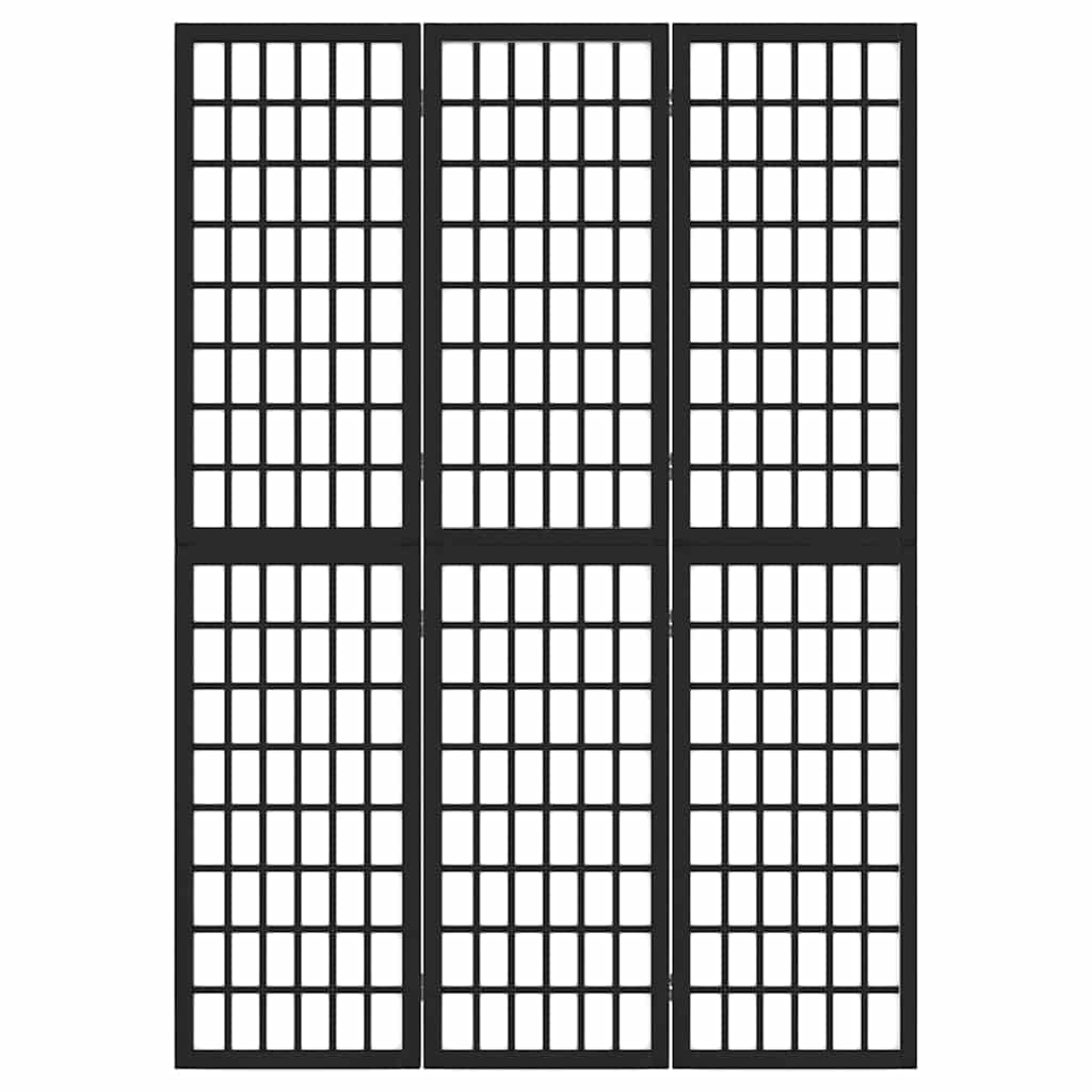 Sklopiva sobna pregrada 3 panela japanski stil 120x170 cm crna