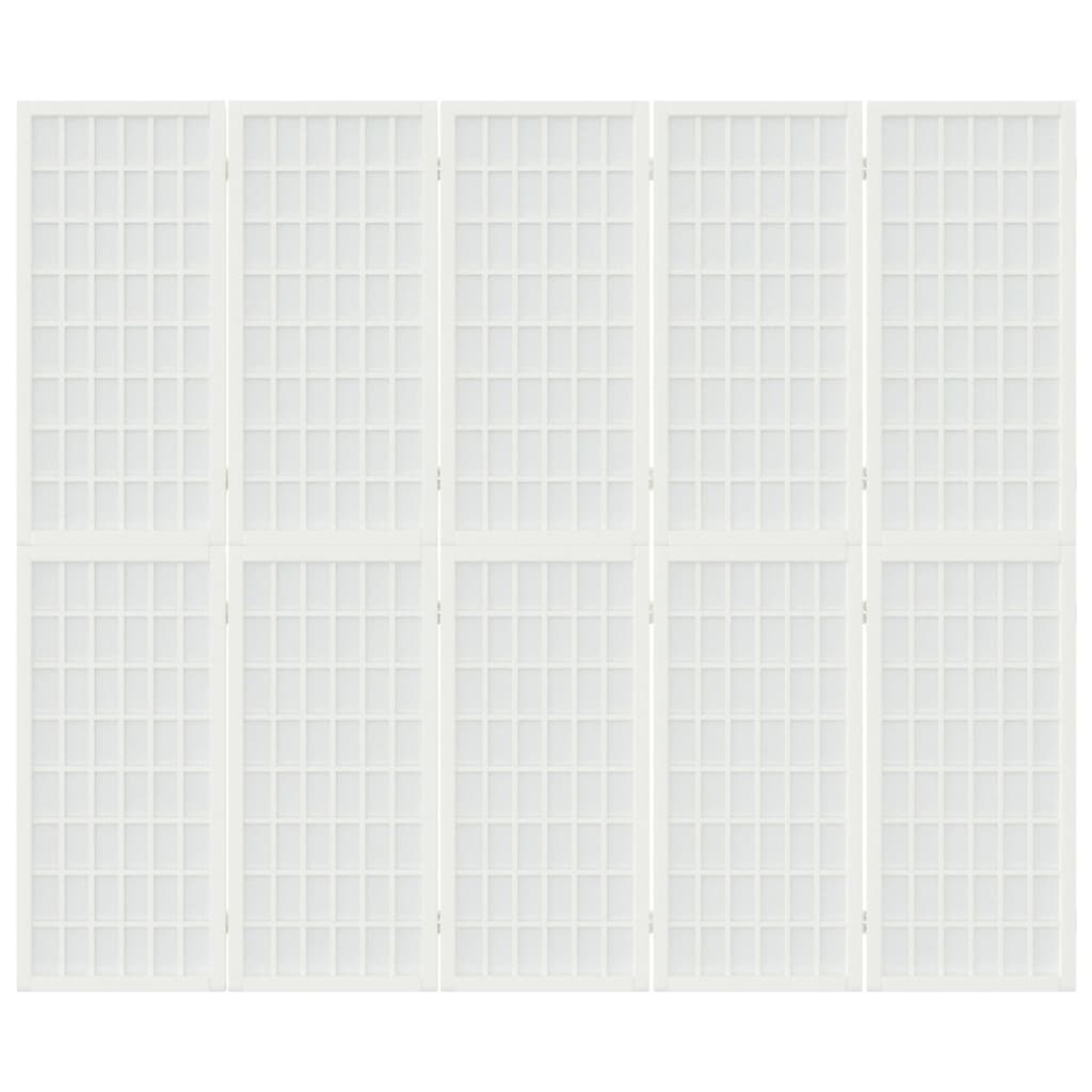 Sklopiva sobna pregrada 5 panela japanski stil 200x170cm bijela