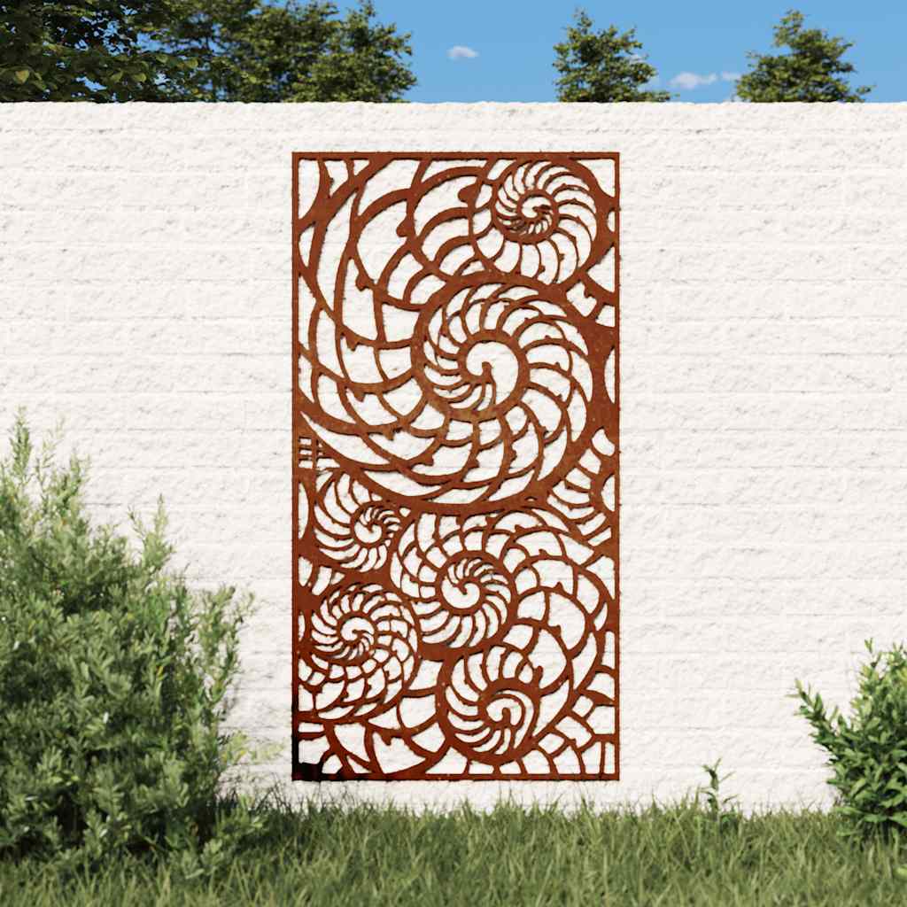 Vrtni zidni ukras 105 x 55 cm čelik COR-TEN s uzorkom školjki