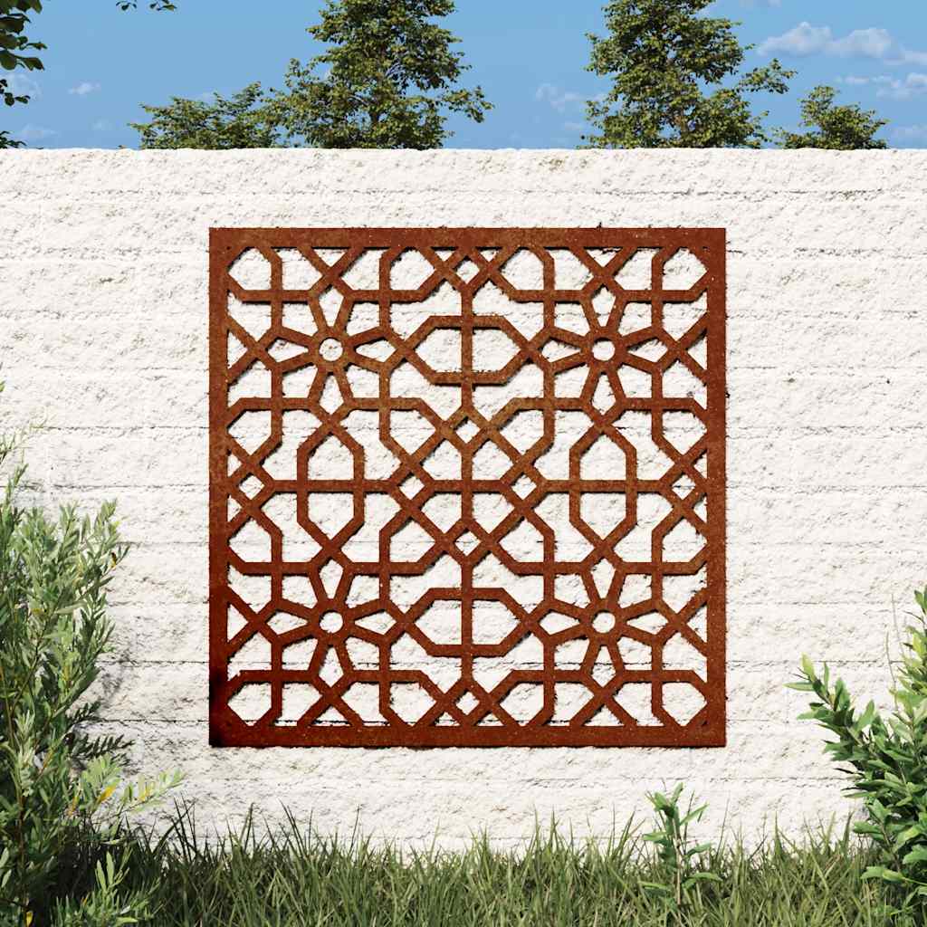 Vrtni zidni ukras 55 x 55 cm čelik COR-TEN s maurskim uzorkom