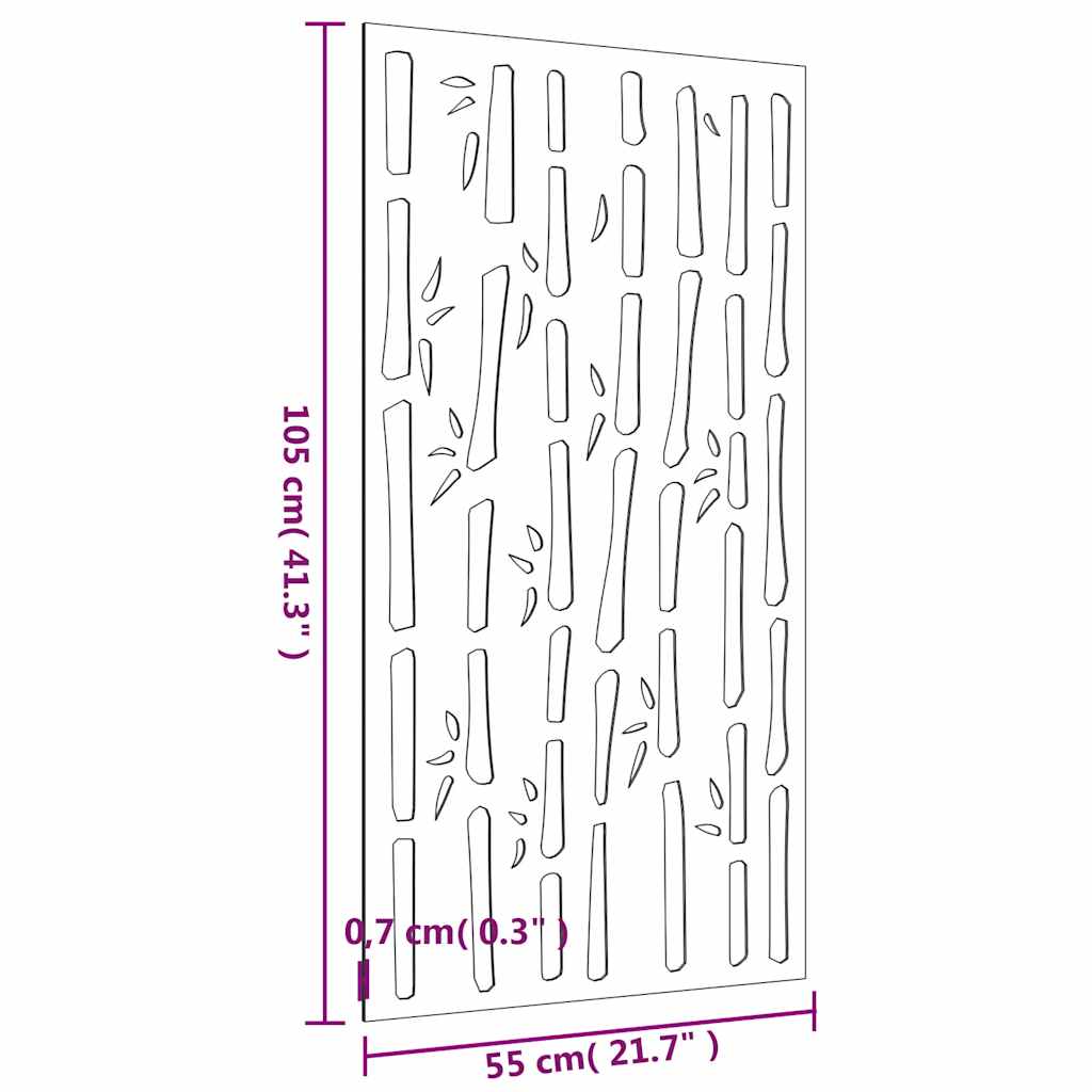 Vrtni zidni ukras 105 x 55 cm čelik COR-TEN s uzorkom bambusa